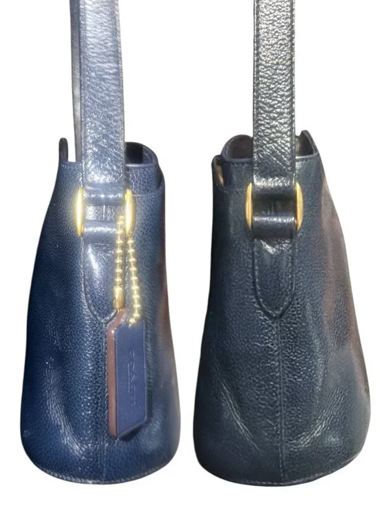 VTG Coach Madison Pierre Bag 4406 Navy Caviar Pebbled Leather Double Zip Italy - Picture 6 of 9